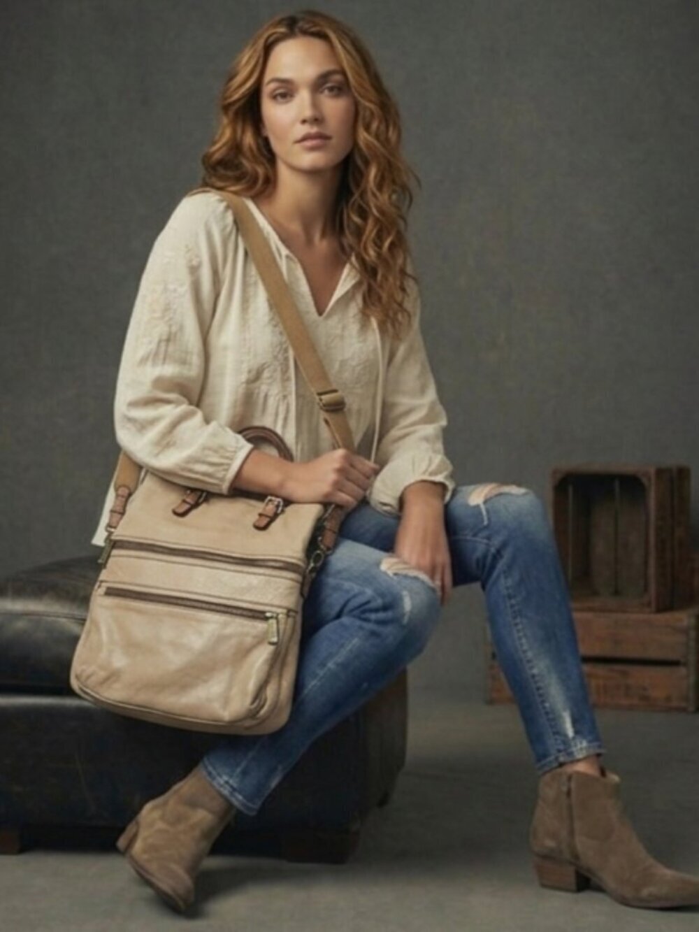Fossil Womens Large Archival Leather Utility Tote Tan Rare Iconic Gorpcore Bag